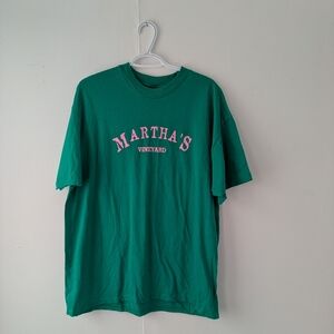 Vintage Single Stitch Martha's Vineyard Men's Graphic T-Shirt Green Size XL